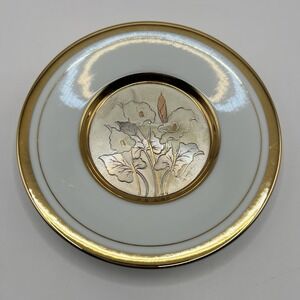 The Art Of Chokin 24k Gold Edged 6" Collector Plate Calla Lilliies Made In Japan